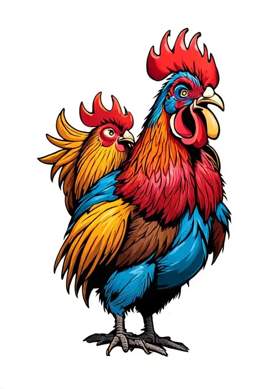 King kong and rooster fused tattoo design idea