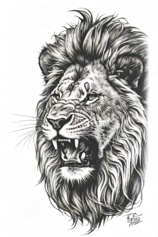 lion roaring tattoo design idea