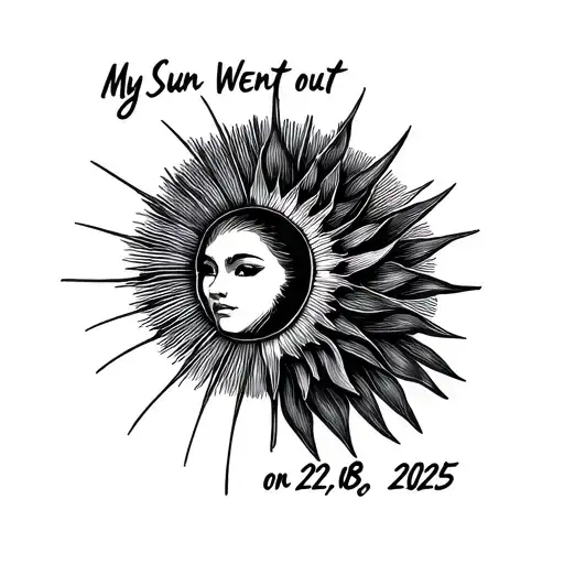Create a minimalist tattoo with the inscription "My Sun Went out on 02.08.2025" tattoo design idea