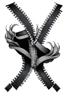 zipper partially open tattoo design idea