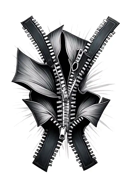 zipper partially open tattoo design idea