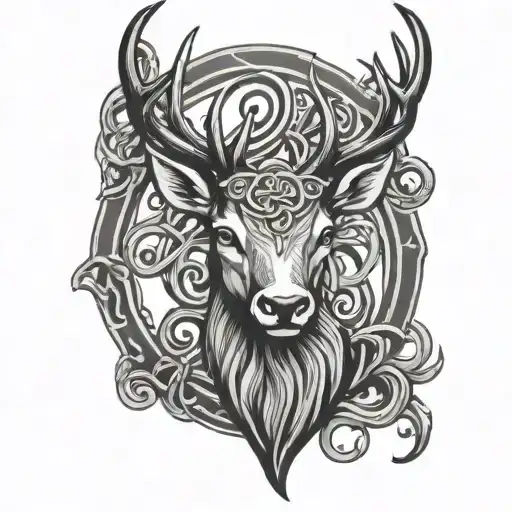 Celtic stag head tattoo design idea