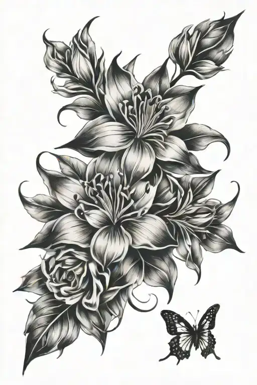 Cataleya Flowers connected tattoo design idea