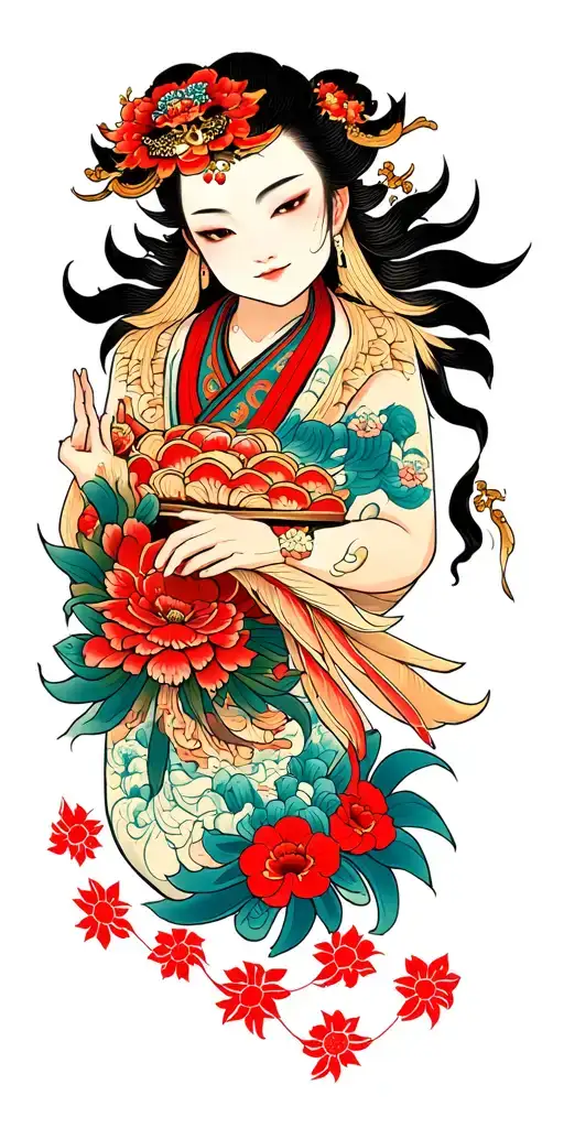 kappa yoki as the center pice of a traditional Japanese tattoo sleeve  tattoo design idea