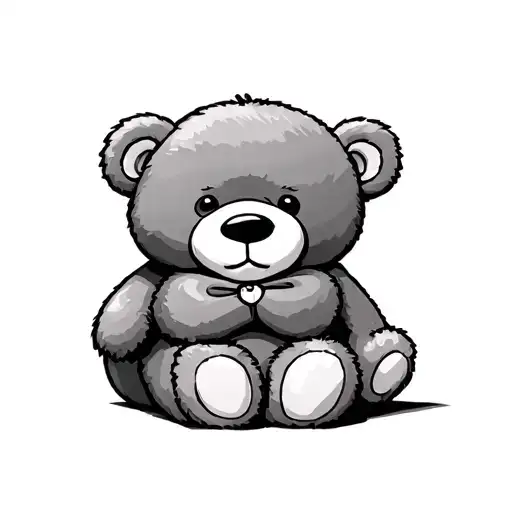 teddy bear sitting tattoo design idea