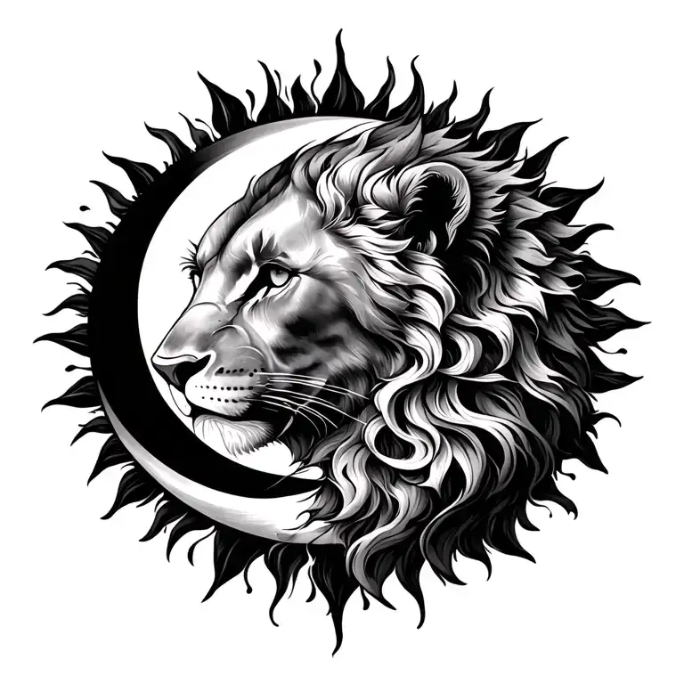 zodiac sign leo, year of birth 2007-08-03, moon, sun, spine tattoo, tattoo design idea