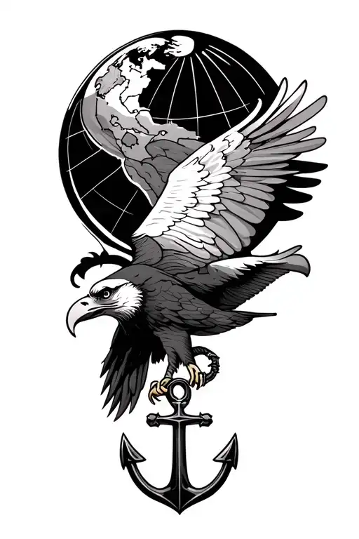 Eagle, globe, and anchor tattoo design idea