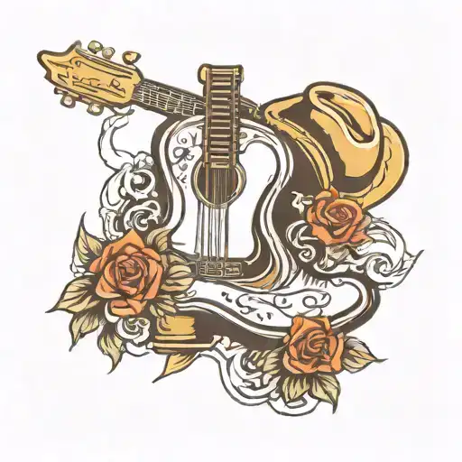 Guitar  & Cowboy Boot tattoo design idea
