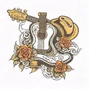 Guitar  & Cowboy Boot tattoo design idea