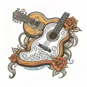 Guitar  & Cowboy Boot tattoo design idea