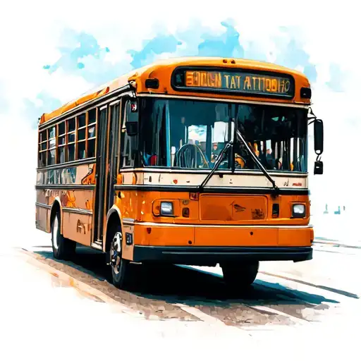 bus moving on the street, seen from behind tattoo design idea