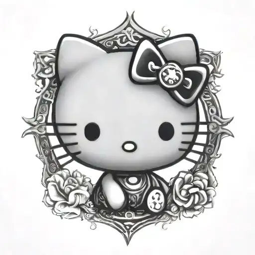 hello kitty black metal tattoo design idea