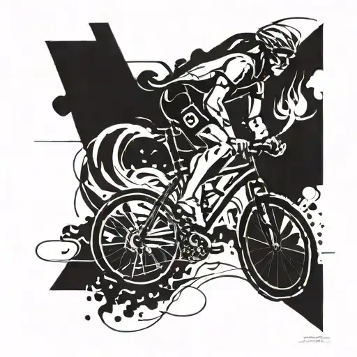 Incorporate elements of a triathlon (swimming, biking, running) into a dynamic and interconnected design tattoo design idea