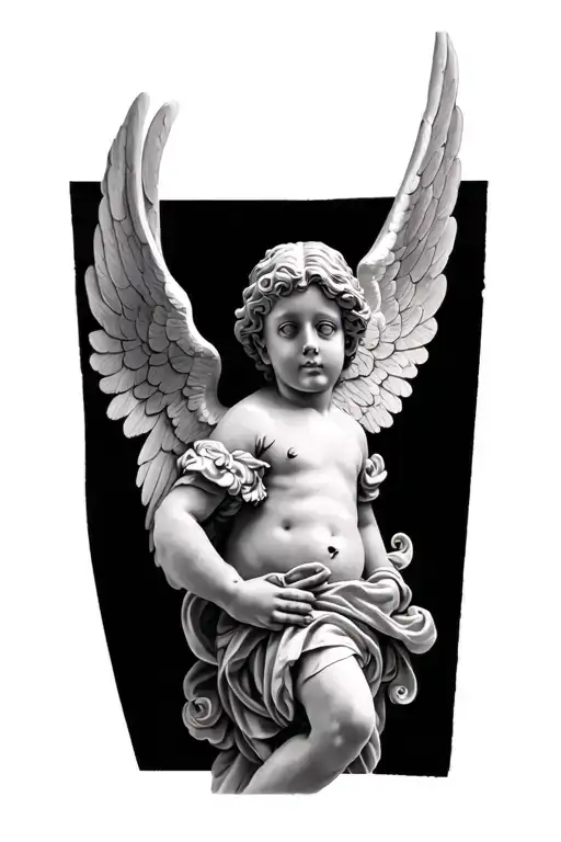 classical art cherub angel tattoo design idea