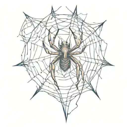 A sketch style tattoo of a mysterious and intricate spider weaving its web, symbolizing creativity and resourcefulness, with subtle elements of a katana blade for a touch of edge tattoo design idea