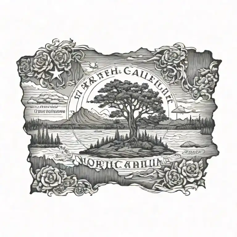 North Carolina outline tattoo with 252 combined together tattoo design idea