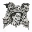 scary movie characters surrounded tattoo design idea