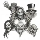 scary movie characters surrounded tattoo design idea