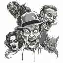 scary movie characters surrounded tattoo design idea