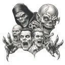 scary movie characters surrounded tattoo design idea