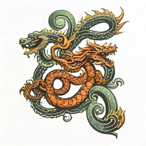 hindu aum symbol formed by dragon tattoo design idea