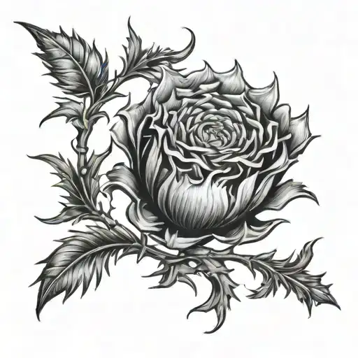 throwing darts thistle intertwined tattoo design idea