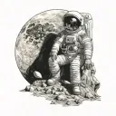 Astronaut Sitting On The Moon tattoo design idea