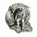 Astronaut Sitting On The Moon tattoo design idea