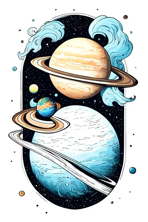 Uranus planet tattoo design idea