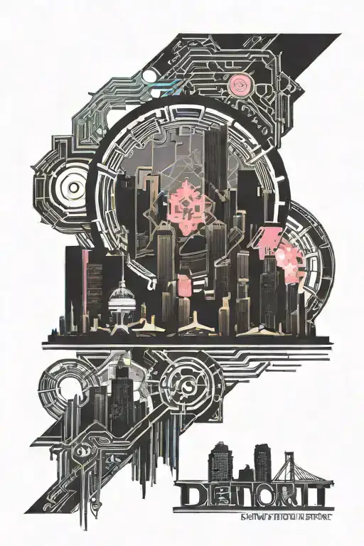 Detroit skyline tattoo design idea