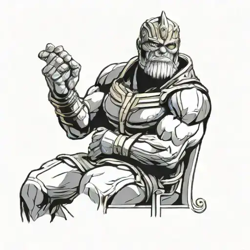 king Thanos sitting tattoo design idea