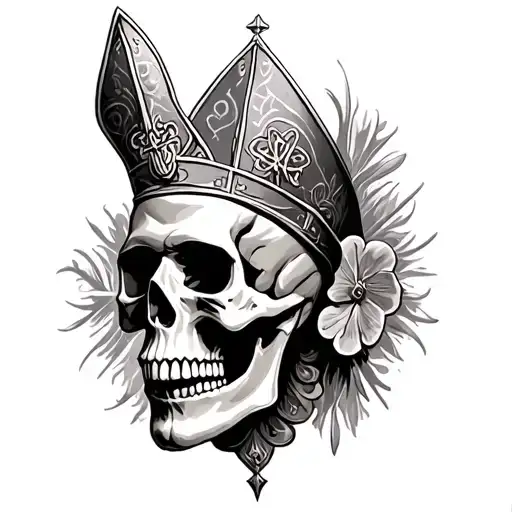 bishop skull irish st patrick tattoo design idea