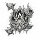 Shards of Narsil from lord of the rings, surrounded by the four elements from avatar the last airbender tattoo design idea