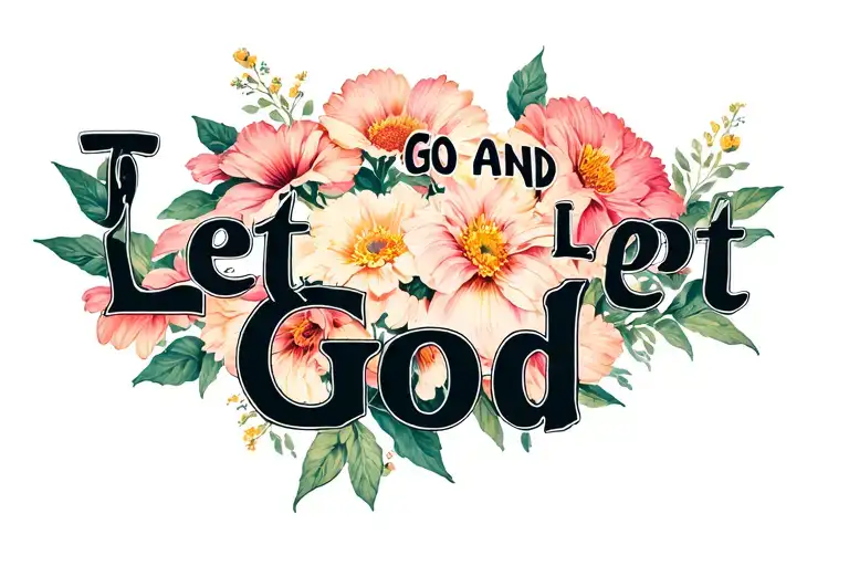 "Let Go and Let God" flower intertwined tattoo design idea