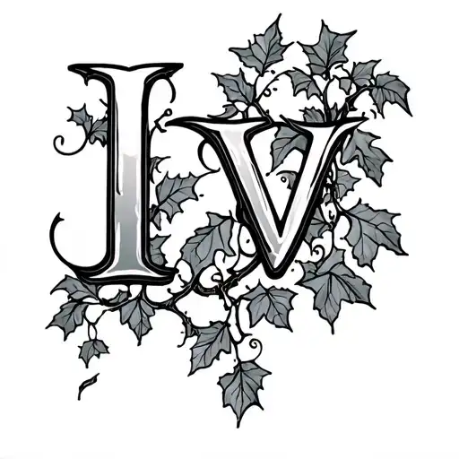 the name Ivy vines growing tattoo design idea