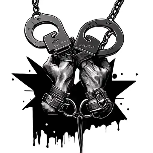 Bonnie and Clyde inspired design featuring handcuffs tattoo design idea