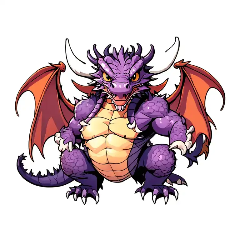 Dragon with gym jam in the chest tattoo design idea