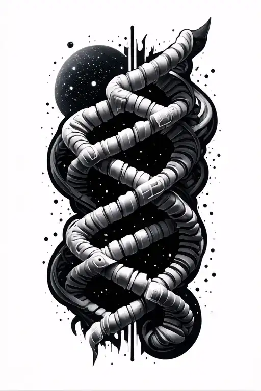 forearm creative and unique 3d tattoo as printed that shows: power , binary, dna , universe, knowledge  tattoo design idea