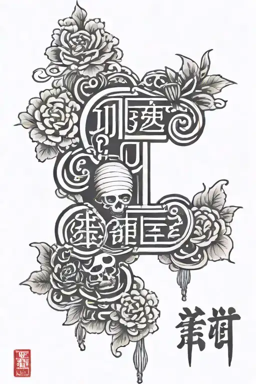 Balloon letters and gothic style tattoo tattoo design idea