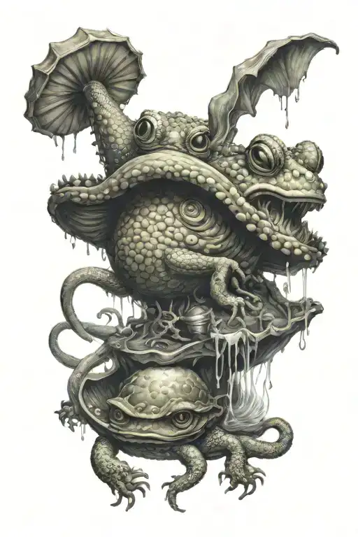 Kraken and Grim Toad tattoo design idea
