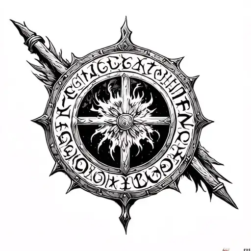 🔱 Title: “Odin’s Shield”🔥 Main idea: The runic stave “Odin’s Shield” is inscribed in a circle Vegvisir (Viking compa tattoo design idea