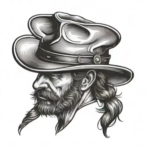 australian, carpenter cowbow hat sitting tattoo design idea
