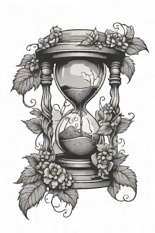 hourglass, hops, torn skin, travel tattoo design idea
