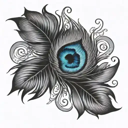 peacock feather with infinity symbol incorporated tattoo design idea