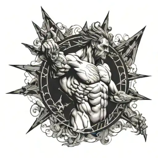 topless male higher power wisdom tattoo design idea