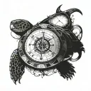 turtle in the middle of a compass that stands for constancy and eternity tattoo design idea