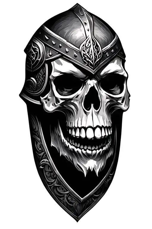 skulls vikings warrior black grey tattoo depicting tattoo design idea