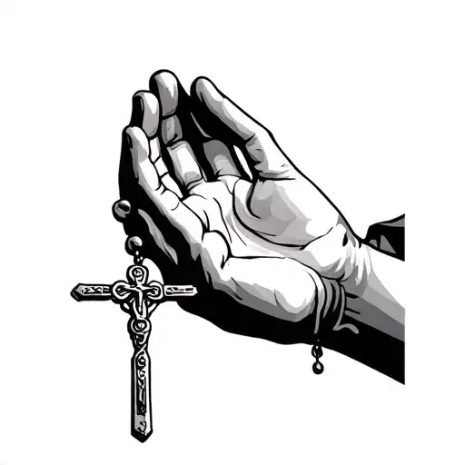 Rosary Praying Hands tattoo design idea