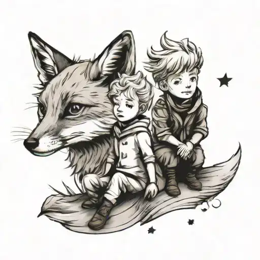 the little prince and the fox tattoo design idea
