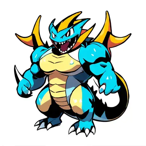 machamp and shiny gyarados pokemon tattoo design idea